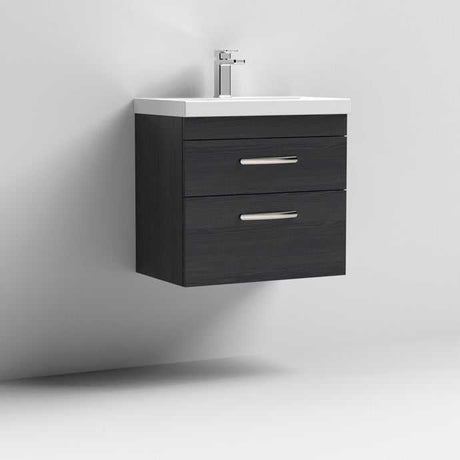 Nuie 2-Drawer Athena Wall Hung Vanity Unit with Basin-1 600mm Wide - Hacienda Black - ATH047A