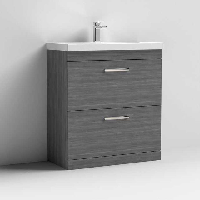 Nuie 2-Drawer Athena Floor Standing Vanity Unit with Basin-1 800mm Wide - Brown Grey Avola - ATH053A