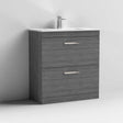 Nuie 2-Drawer Athena Floor Standing Vanity Unit with Basin-2 800mm Wide - Brown Grey Avola - ATH053B