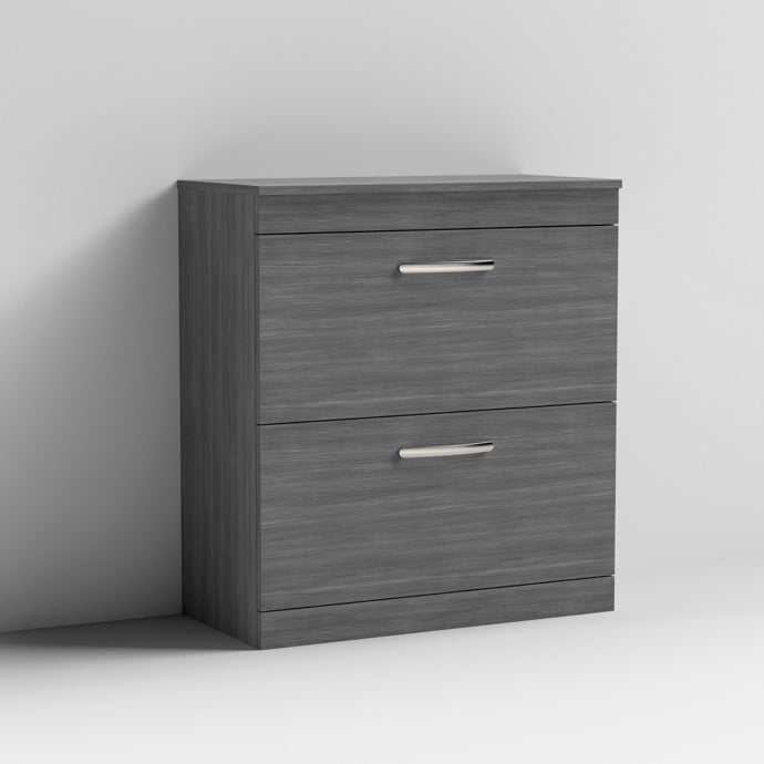 Nuie 2-Drawer Athena Floor Standing Vanity Unit and Worktop 800mm Wide - Brown Grey Avola - ATH053W
