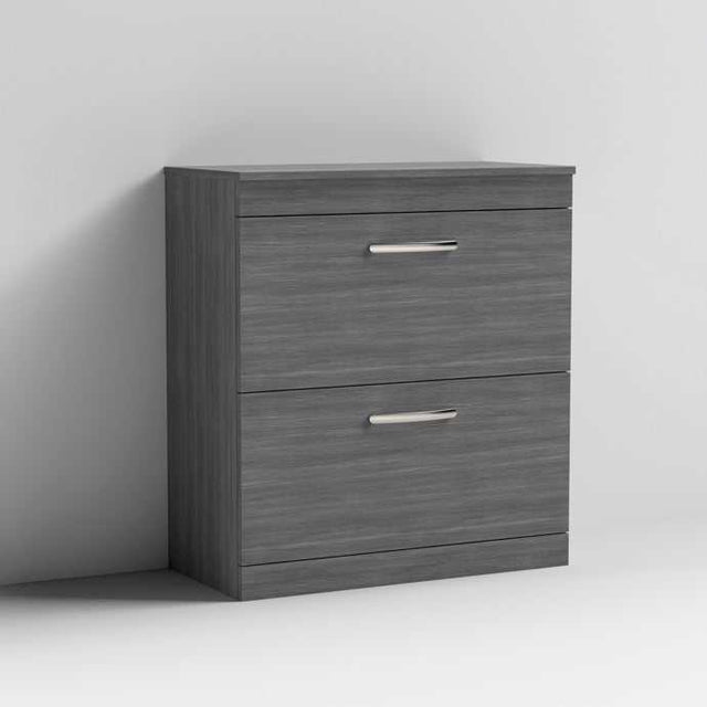 Nuie 2-Drawer Athena Floor Standing Vanity Unit and Worktop 800mm Wide - Brown Grey Avola - ATH053W