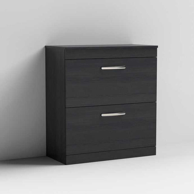 Nuie 2-Drawer Athena Floor Standing Vanity Unit and Worktop 800mm Wide - Hacienda Black - ATH054W