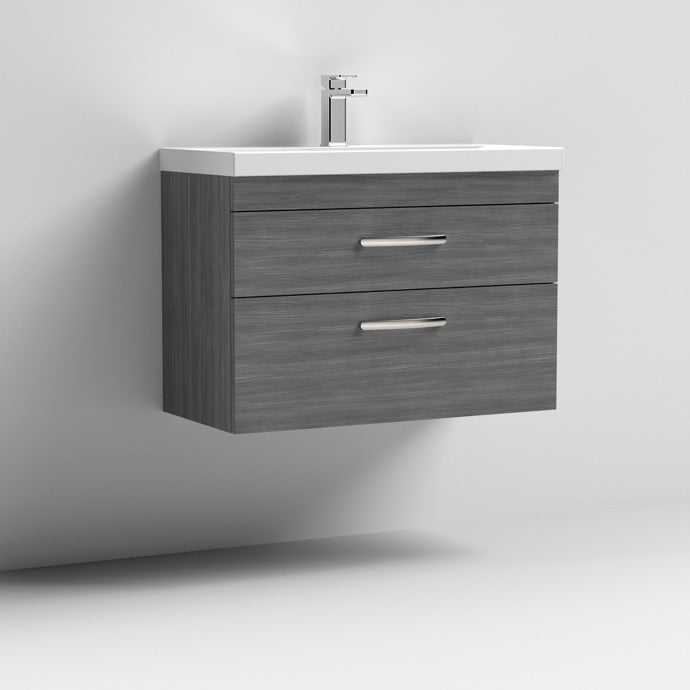 Nuie Athena Brown Grey Avola Contemporary 800mm Wall Hung Vanity & Basin 3 - ATH067D - TAP 'N' SHOWER