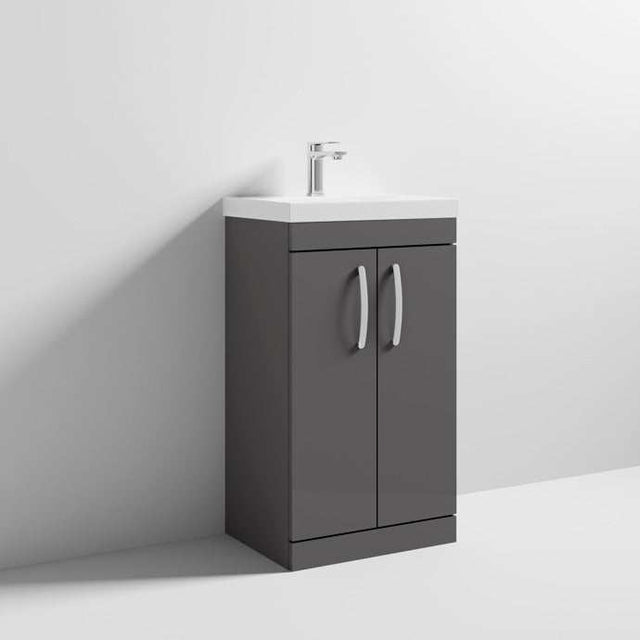 Nuie Athena Gloss Grey Contemporary 500mm Floor Standing Cabinet & Basin 3 - ATH072D