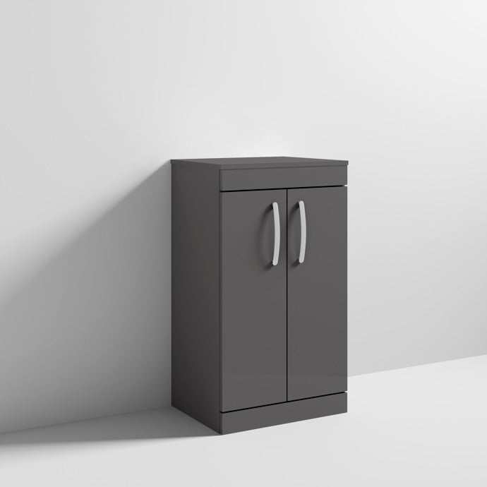 Nuie 2-Door Athena Floor Standing Vanity Unit and Worktop 500mm Wide - Gloss Grey - ATH072W