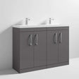 Nuie 4-Door Athena Floor Standing Vanity Unit with Double Basin 1200mm Wide - Gloss Grey - ATH075C