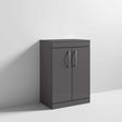 Nuie 2-Door Athena Floor Standing Vanity Unit and Worktop 600mm Wide - Gloss Grey - ATH075W