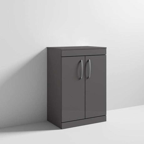 Nuie 2-Door Athena Floor Standing Vanity Unit and Worktop 600mm Wide - Gloss Grey - ATH075W
