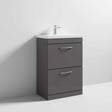 Nuie 2-Drawer Athena Floor Standing Vanity Unit with Basin-1 600mm Wide - Gloss Grey - ATH076A