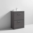 Nuie 2-Drawer Athena Floor Standing Vanity Unit with Basin-2 600mm Wide - Gloss Grey - ATH076B