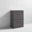 Nuie 2-Drawer Athena Floor Standing Vanity Unit and Worktop 600mm Wide - Gloss Grey - ATH076W