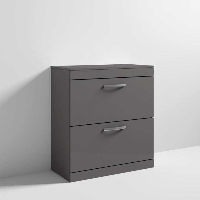 Nuie 2-Drawer Athena Floor Standing Vanity Unit and Worktop 800mm Wide - Gloss Grey - ATH079W