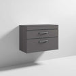 Nuie 2-Drawer Athena Wall Hung Vanity Unit and Worktop 800mm Wide Gloss Grey - ATH081W