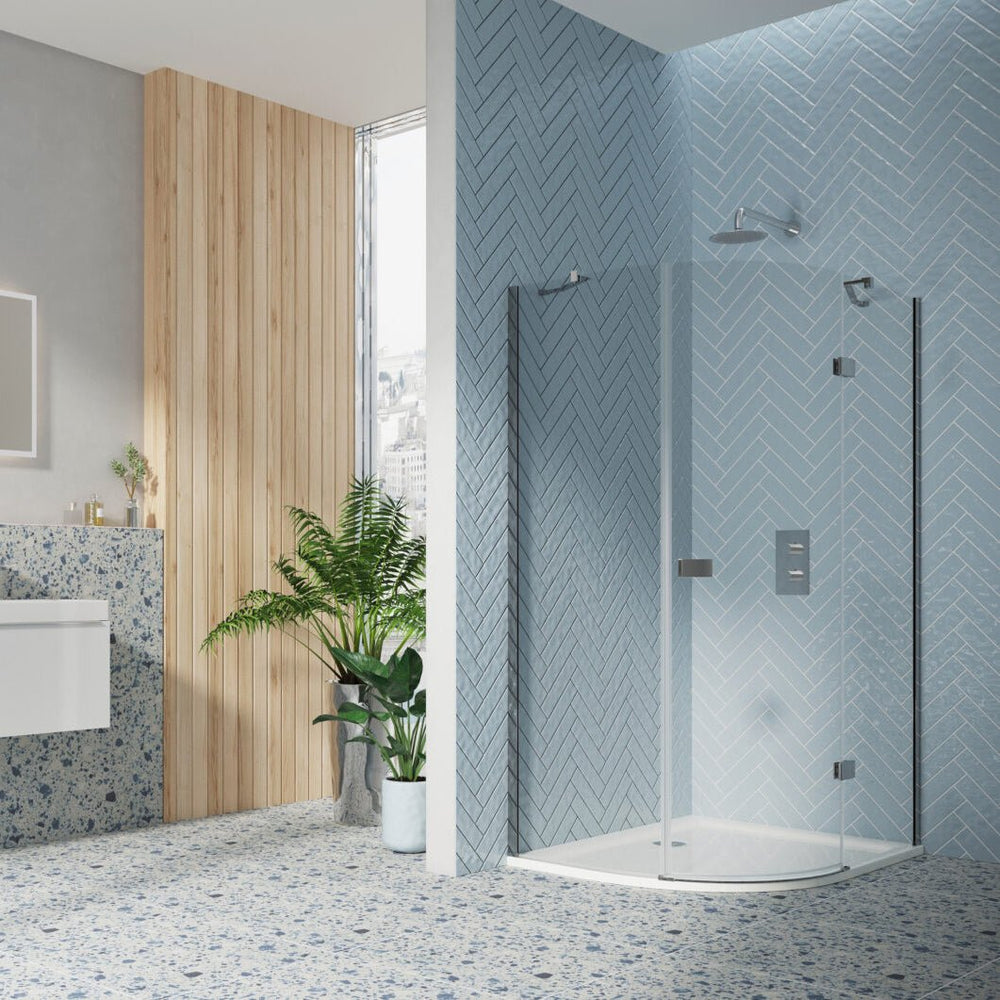 Scudo Athena Hinged Offset Quadrant Shower Enclosure 1200 x 800 x 6mm - Chrome - ATHQD12X8 - TAP 'N' SHOWER