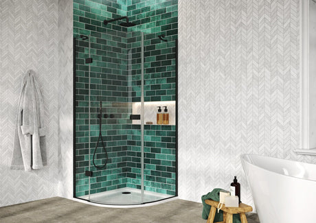 Scudo Athena Hinged Quadrant Finish Pack - Black - ATHQUADPACKBLK - TAP 'N' SHOWER