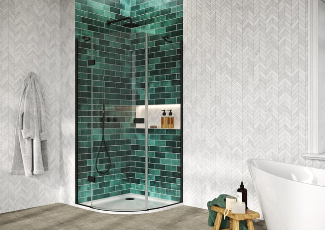 Scudo Athena Hinged Quadrant Finish Pack - Black - ATHQUADPACKBLK - TAP 'N' SHOWER