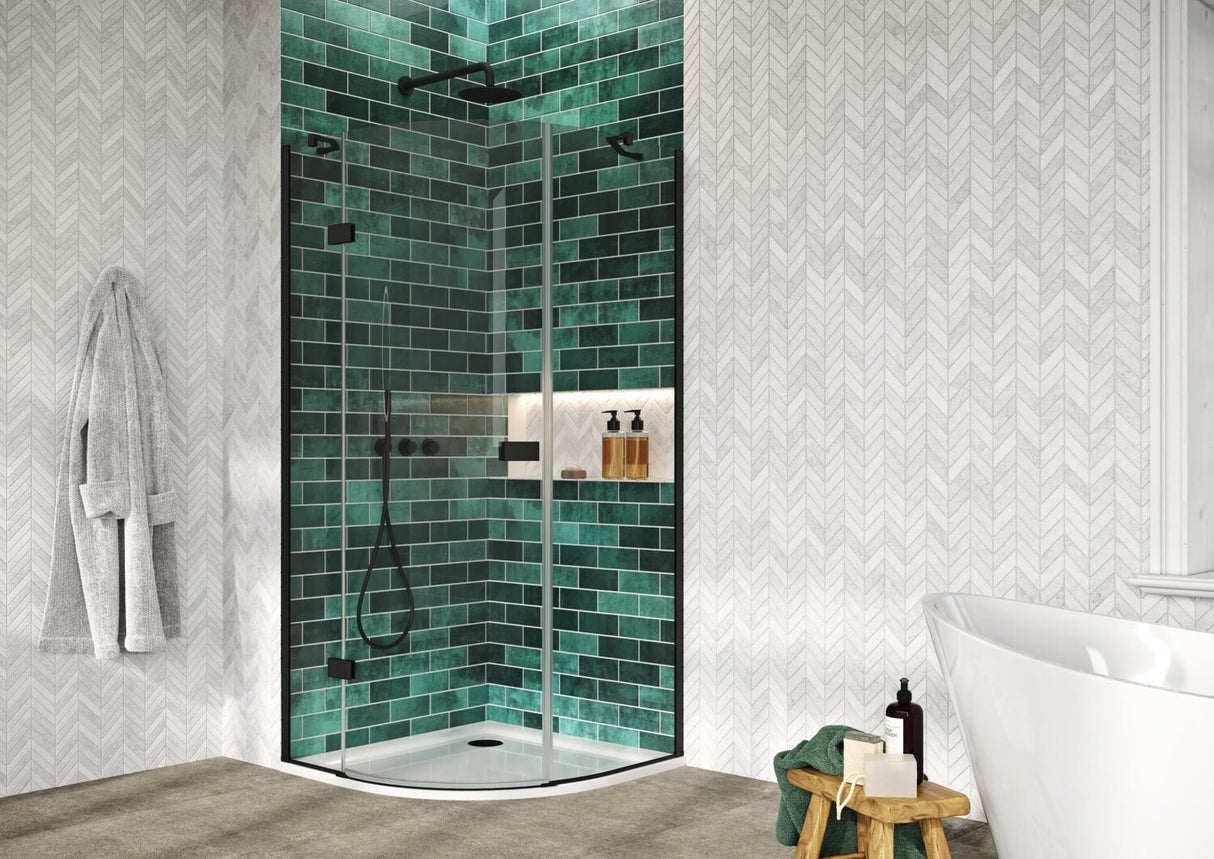 Scudo Athena Hinged Quadrant Finish Pack - Black - ATHQUADPACKBLK2 - TAP 'N' SHOWER