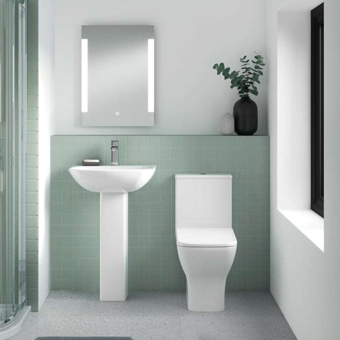 Nuie Ava White Contemporary 545mm 1 Tap Hole Basin & Pedestal - NCG400 - TAP 'N' SHOWER