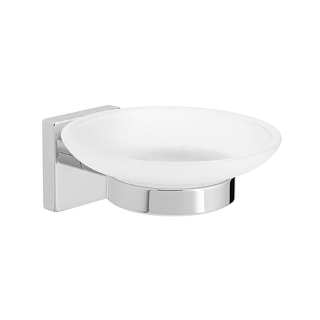 Vado Bokx Frosted Glass Soap Dish With Holder - Chrome - AX - BOK - 182 - CP - TAP 'N' SHOWER