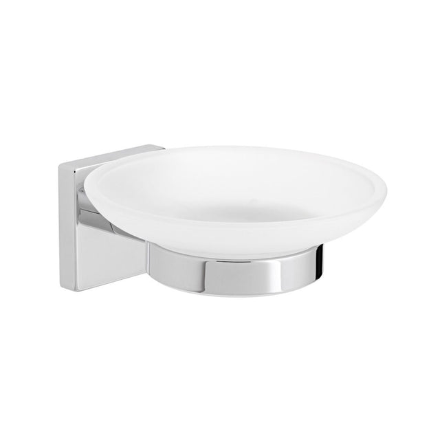 Vado Bokx Frosted Glass Soap Dish With Holder - Chrome - AX - BOK - 182 - CP - TAP 'N' SHOWER