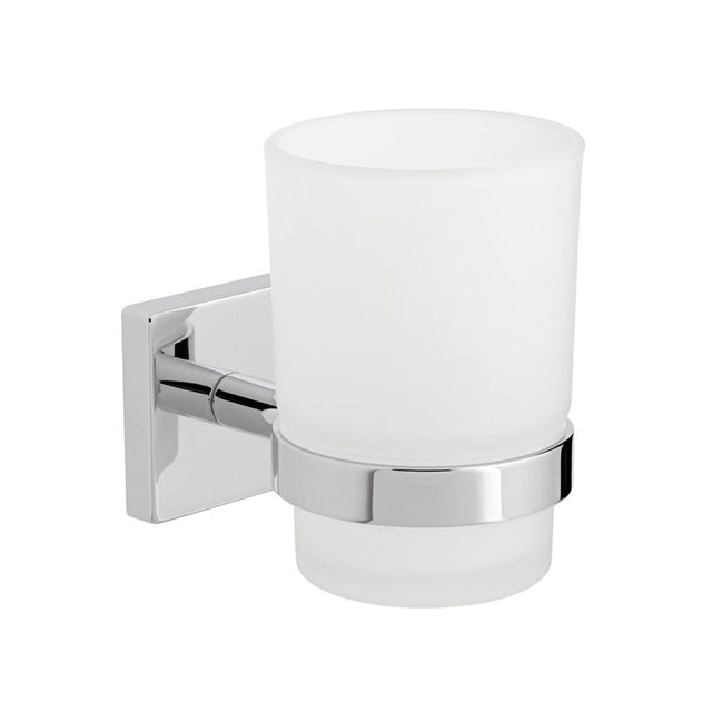 Vado Bokx Frosted Glass Tumbler and Holder - Chrome - AX - BOK - 183 - CP - TAP 'N' SHOWER
