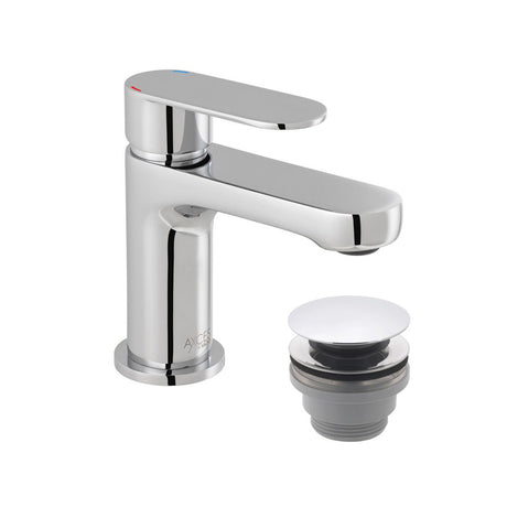 Vado Metiz Mini Mono Basin Mixer with Push Waste - Chrome - AX - MET - 100M/CC - CP - TAP 'N' SHOWER