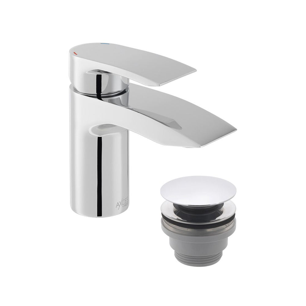 Vado Rowe Mini Mono Basin Mixer with Push Waste - Chrome - AX - ROW - 100M/CC - CP - TAP 'N' SHOWER