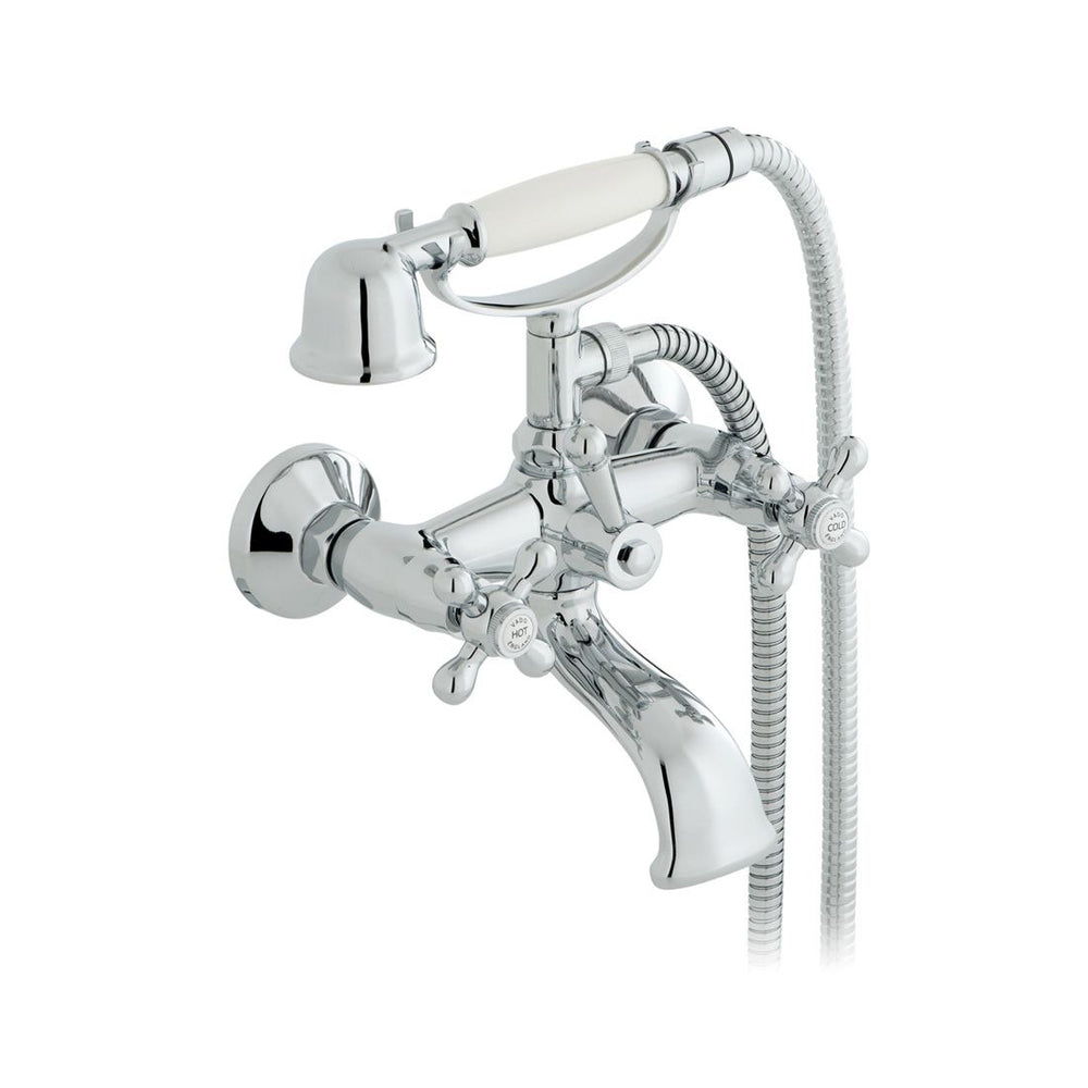 Vado Victoriana Wall Mounted Bath Shower Mixer with Shower Kit - Chrome - AX - VIC - 120/CD - CP - TAP 'N' SHOWER