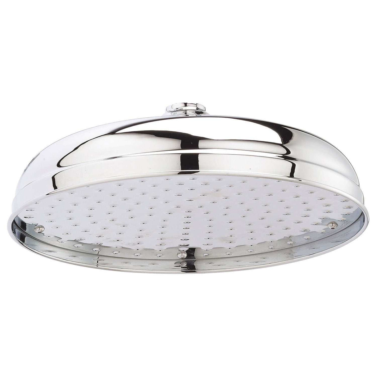 Bayswater Traditional 12 Inch Chrome Apron Fixed Shower Head with multiple nozzles and brass construction