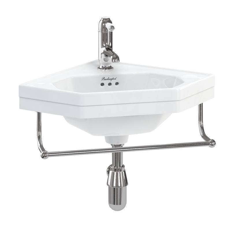 Burlington 1TH Corner basin 598mm - White - B10 - TAP 'N' SHOWER