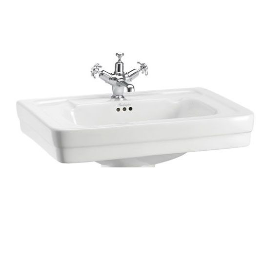 Burlington Contemporary White 58cm 1 Tap Hole Square Basin - B11TH - TAP 'N' SHOWER