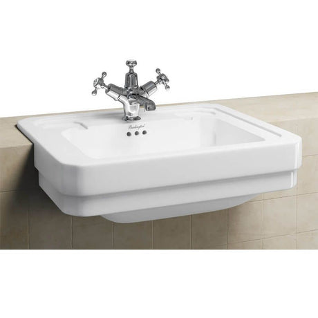 Burlington Semi Recessed White 1 Tap Hole Basin 58cm - B121TH - TAP 'N' SHOWER