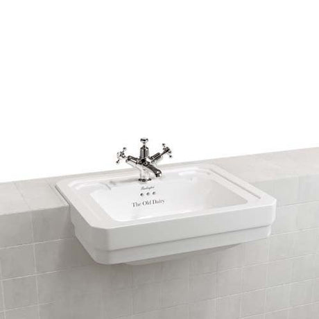 Burlington Bespoke Traditional 1 Taphole Edwardian Semi - Recessed Basin 580 x 470mm - White - B121THTRA - TAP 'N' SHOWER