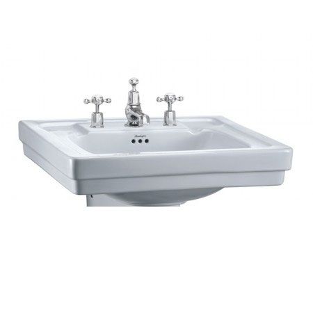 Burlington Contemporary White 3 Tap Hole Basin 58cm - B13TH - TAP 'N' SHOWER
