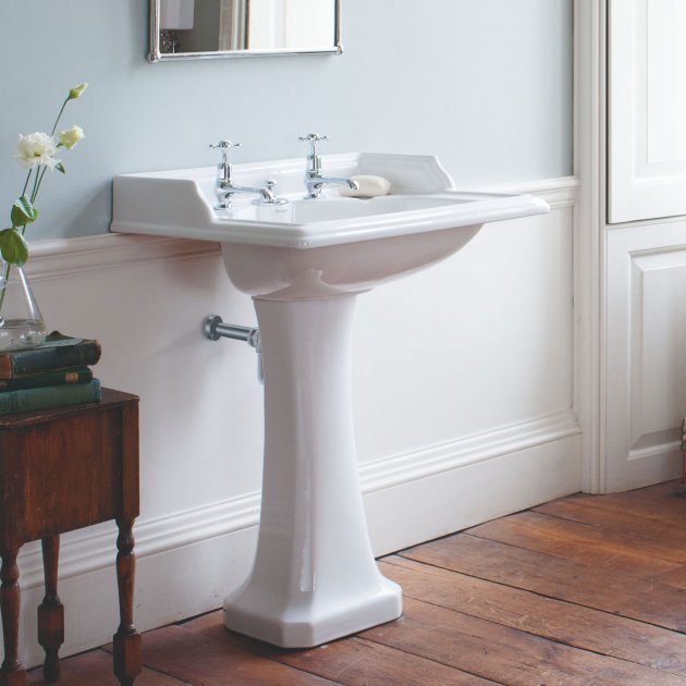 Burlington Edwardian White 1 Tap Hole Square Basin 80cm - B181TH - TAP 'N' SHOWER