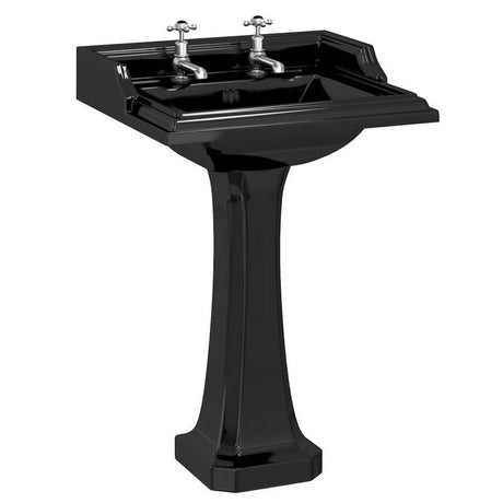 Burlington Classic 2 Tapholes Square Basin 654mm - Jet Black - B152THJET - TAP 'N' SHOWER