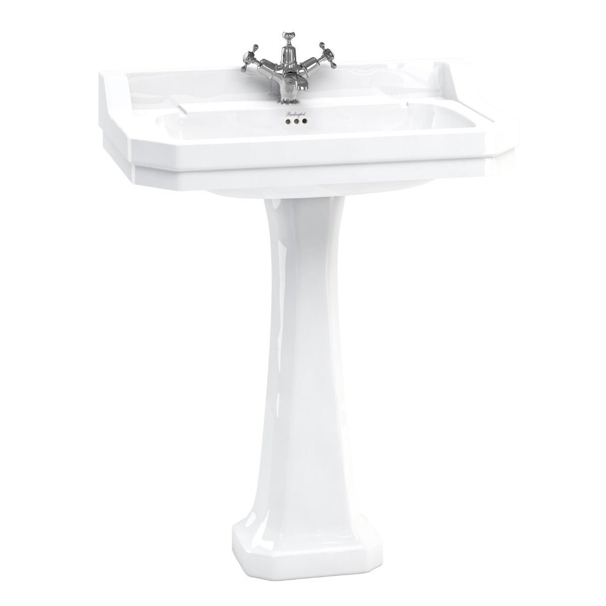 Burlington Edwardian White 2 Tap Hole Square Basin 80cm - B182TH - TAP 'N' SHOWER