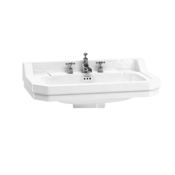 Burlington Edwardian White 3 Tap Hole Square Basin 80cm - B183TH - TAP 'N' SHOWER