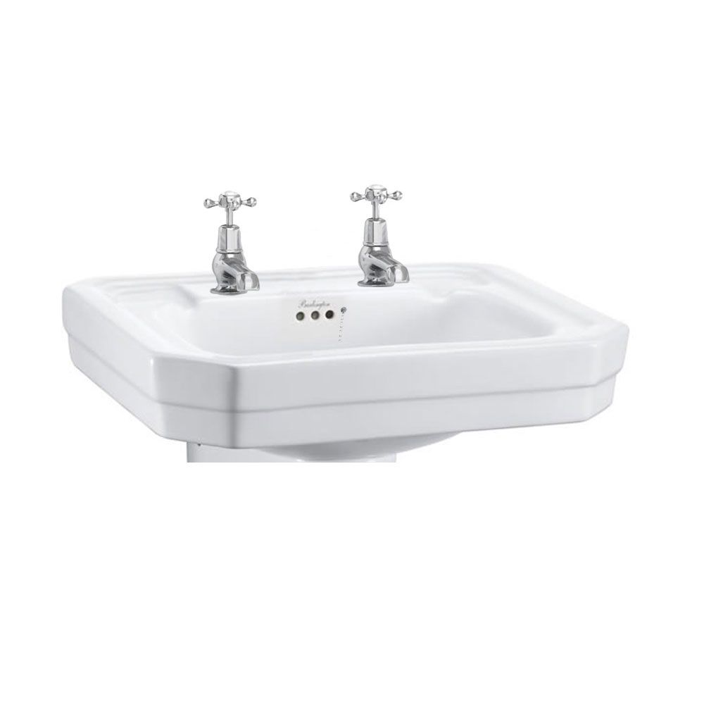 Burlington Victorian White 2 Tap Hole Basin 56cm - B22TH - TAP 'N' SHOWER