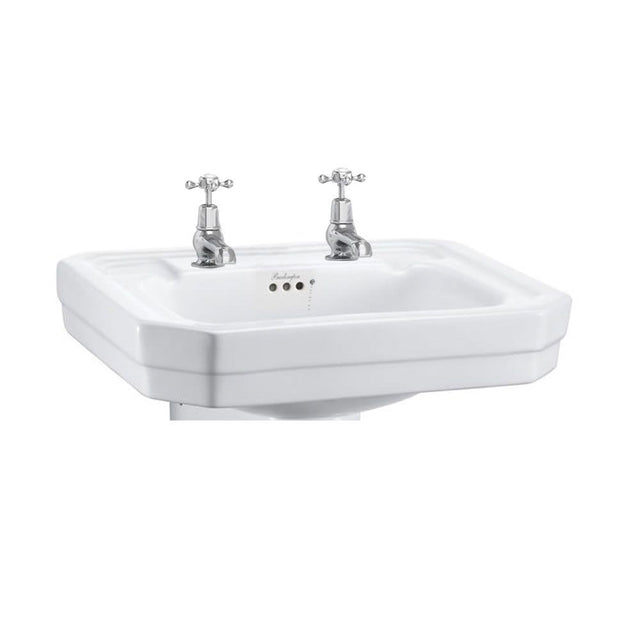 Burlington Victorian White 2 Tap Hole Basin 56cm - B22TH - TAP 'N' SHOWER