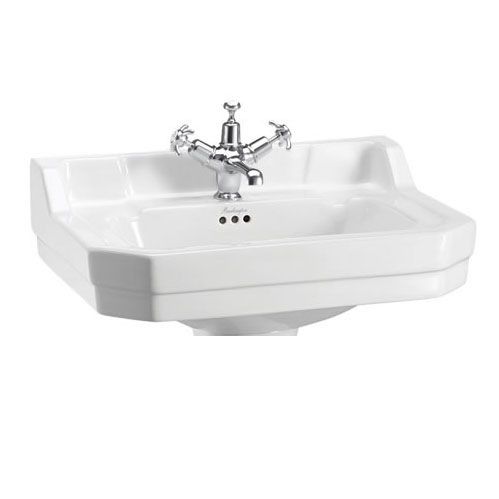 Burlington Edwardian White 1 Tap Hole Square Basin 56cm - B41TH - TAP 'N' SHOWER
