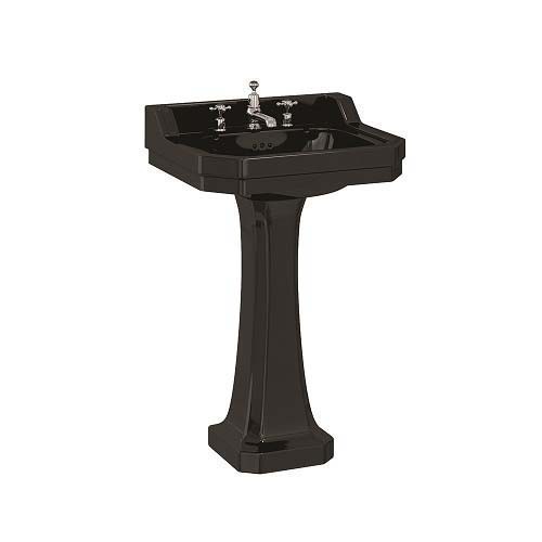 Burlington Edwardian Full Pedestal 680 x 290mm Jet Black (Basin & Brassware NOT Included) - P1JET - TAP 'N' SHOWER