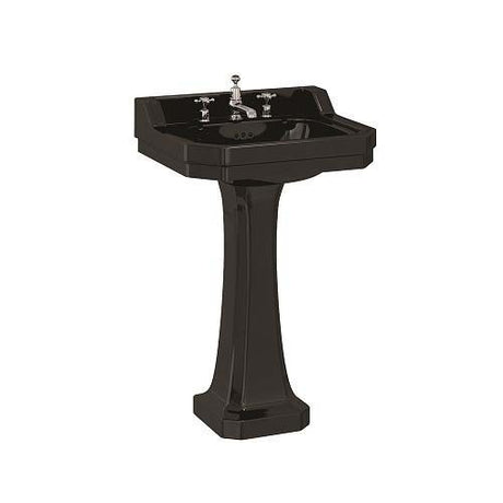 Burlington Bespoke 2 Tapholes Edwardian Pedestal Basin 560 x 470mm - Jet Black - B42THJET - TAP 'N' SHOWER