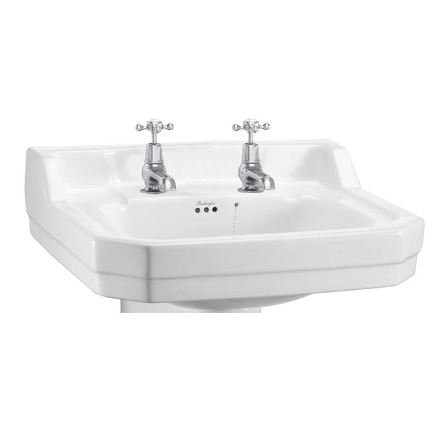 Burlington Edwardian White 2 Tap Hole Square Basin 61cm - B52TH - TAP 'N' SHOWER