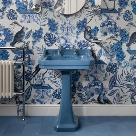 Burlington Bespoke Alaska 2 Tapholes Edwardian Pedestal Basin 560 x 470mm - Blue - B42THBLUE - TAP 'N' SHOWER