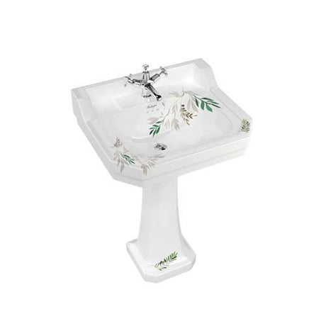 Burlington Bespoke Spring Forest 2 Tapholes Edwardian Pedestal Basin 560 x 470mm - White - B42THFORE - TAP 'N' SHOWER
