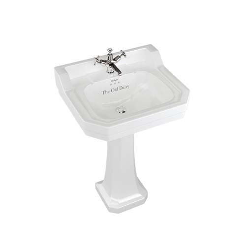 Burlington Edwardian 2 Tapholes Pedestal Basin 560 x 470mm - White - B42THTRA - TAP 'N' SHOWER