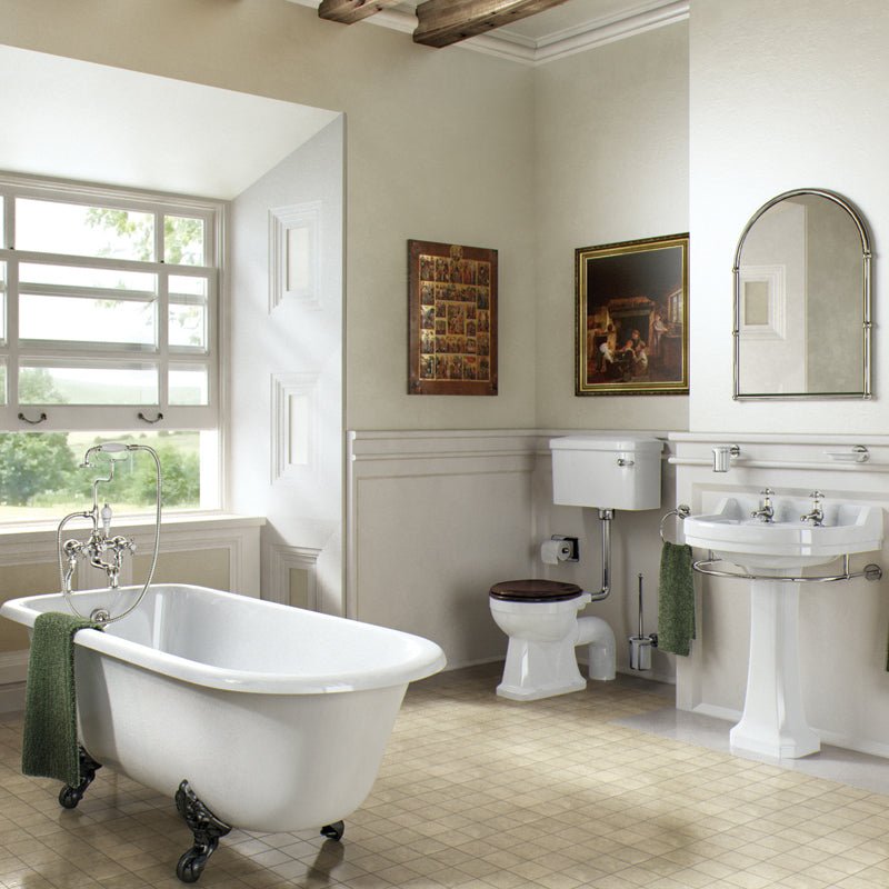 Burlington Edwardian White 2 Tap Hole Square Basin 61cm - B52TH - TAP 'N' SHOWER