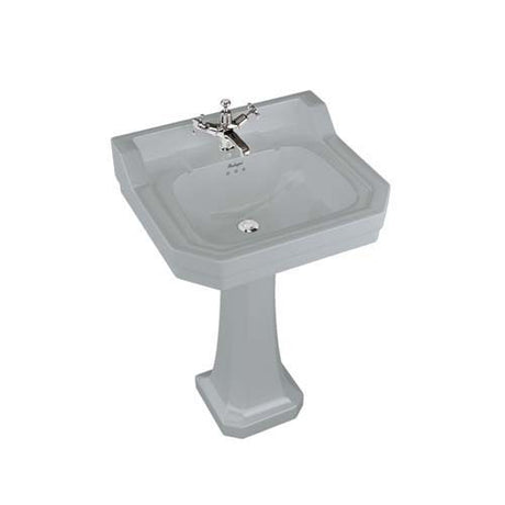Burlington Bespoke Oriental Blossom 3 Tapholes Edwardian Pedestal Basin 560 x 470mm - Moon Grey - B43THGREY - TAP 'N' SHOWER