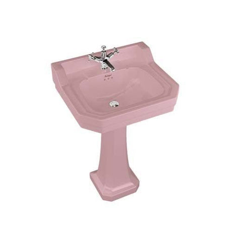 Burlington Bespoke Oriental Blossom 3 Tapholes Edwardian Pedestal Basin 560 x 470mm - Pink - B43THPINK - TAP 'N' SHOWER